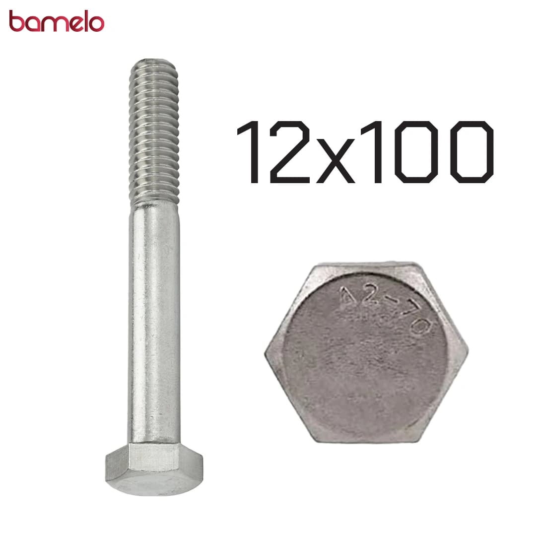 پیچ شش‌گوش 12 در 100 نیم‌دنده