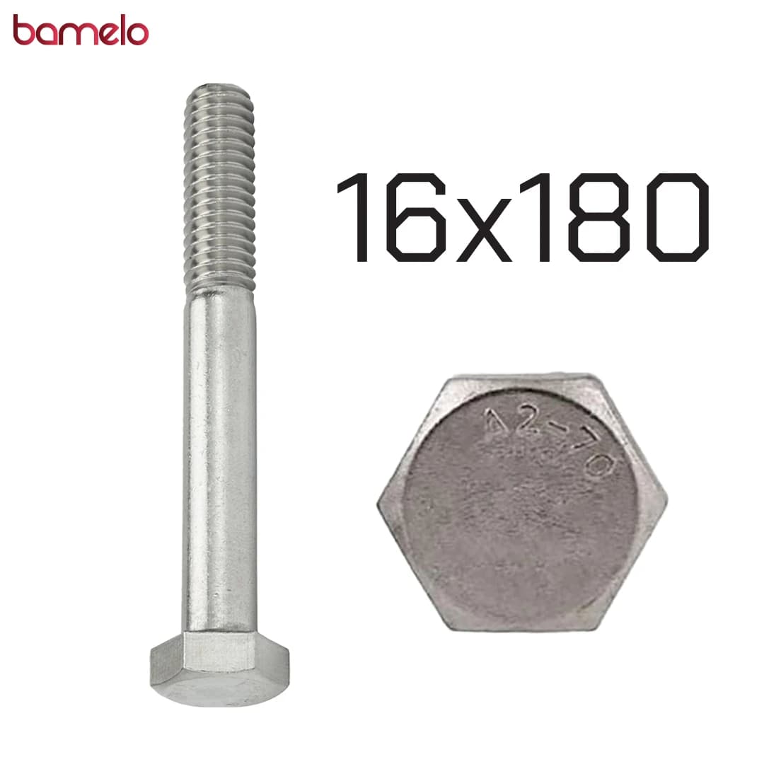 پیچ شش‌گوش 16 در 180 نیم‌دنده